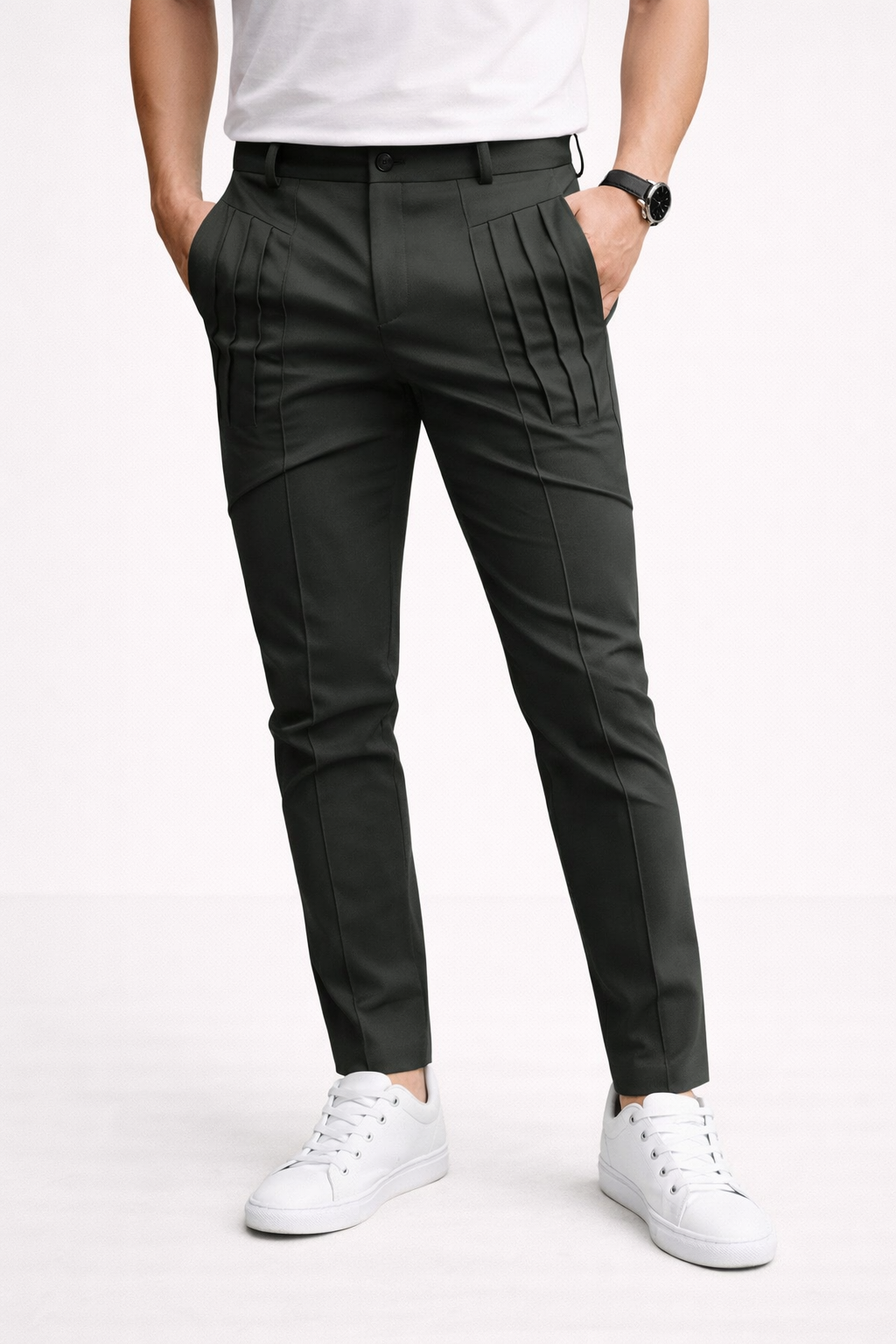 Schlanke Herrenhose mit doppelten Abnähern und modernem Schnitt - Grober
