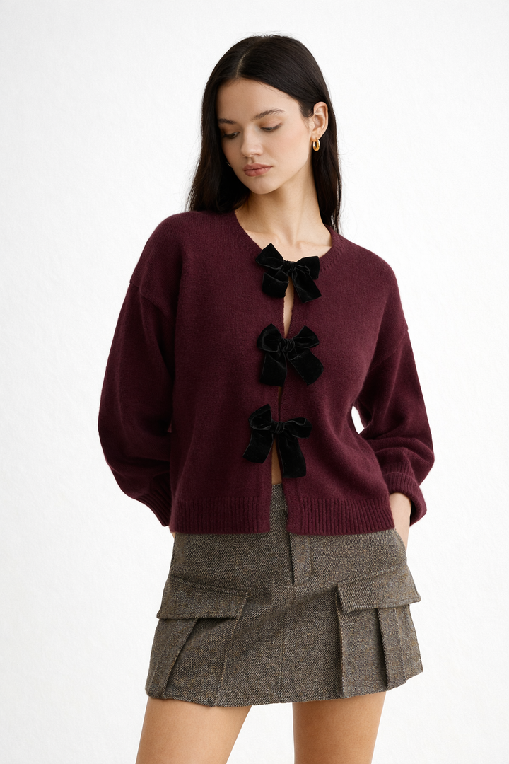 Damen Vintage Pullover mit Schleifen - Olatz