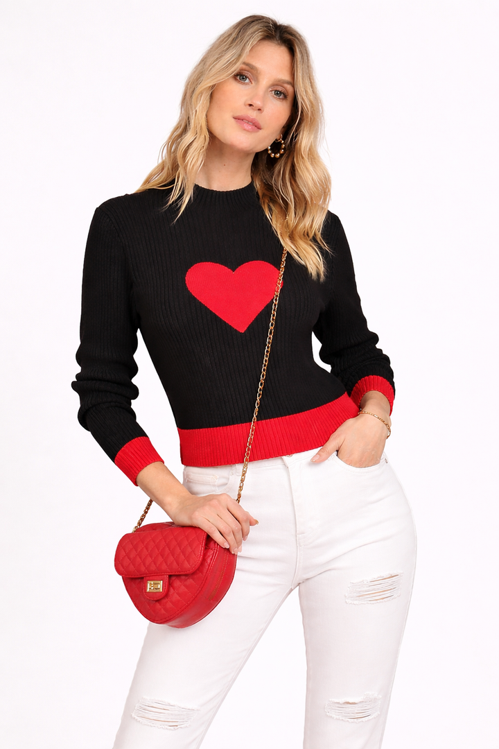 Damen Strickpullover mit Herz in der Mitte - Liis