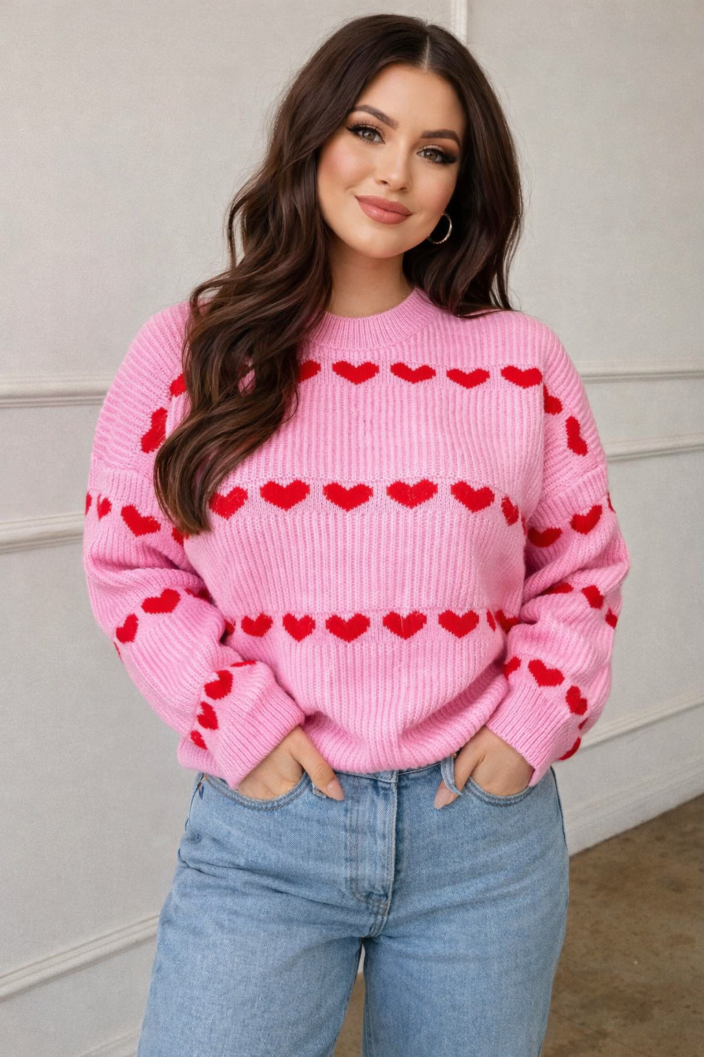 Damen Strickpullover mit Herzmotiv - Eydís