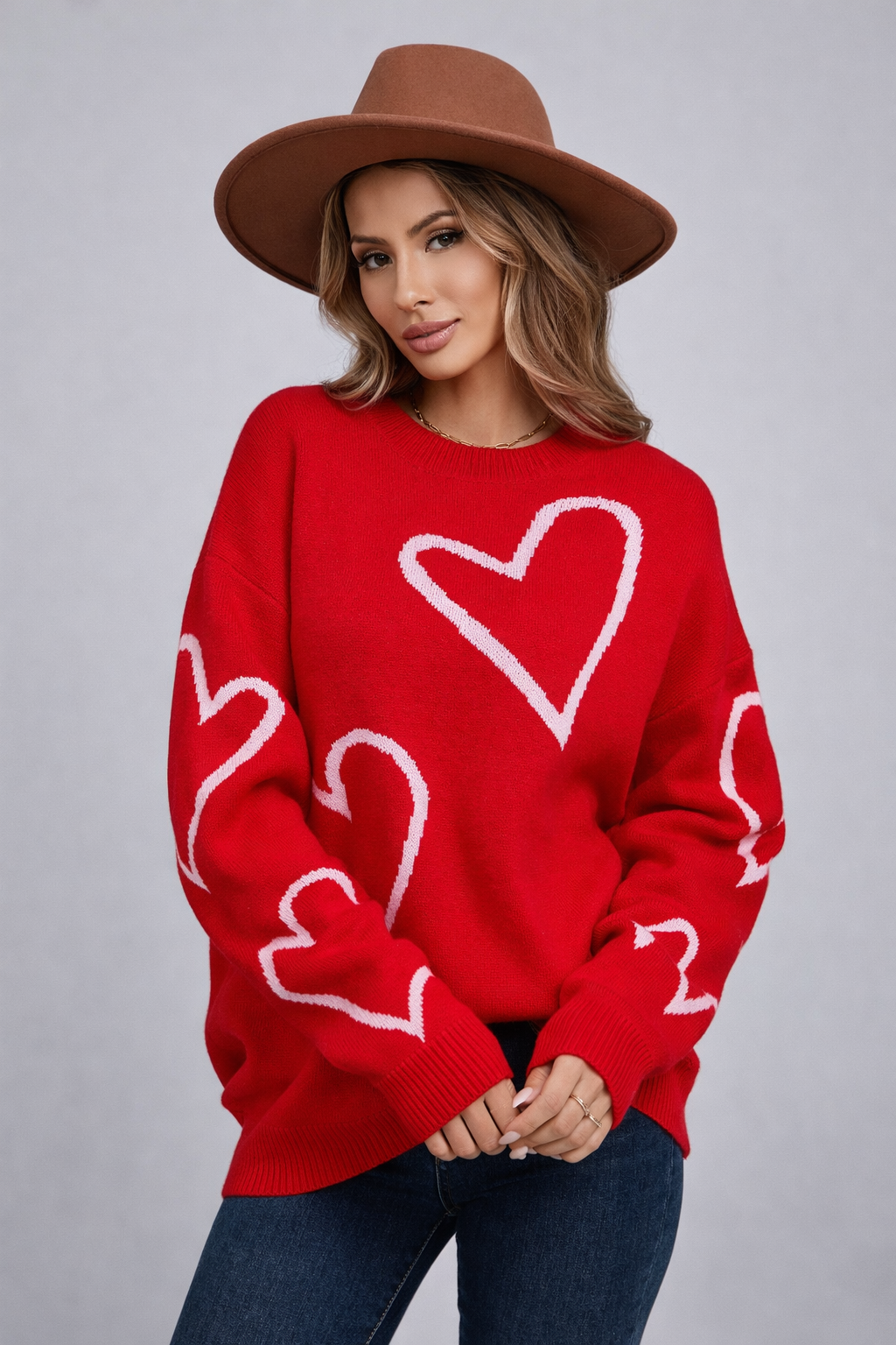Damen Strickpulli mit Herzmotiv - Brynja