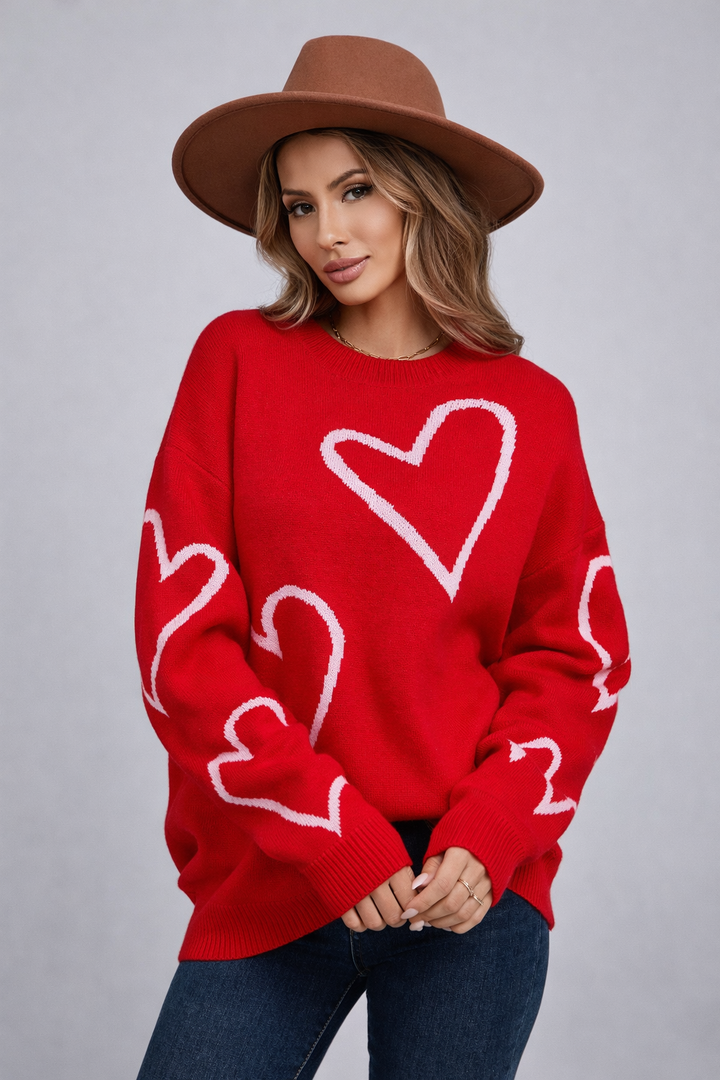 Damen Strickpulli mit Herzmotiv - Brynja
