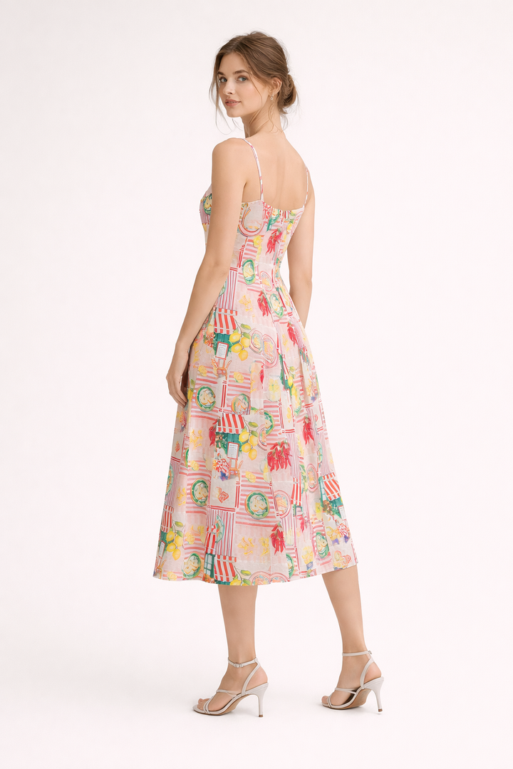 Frühlingshaftes Midikleid mit Kunstdruck - Bianca