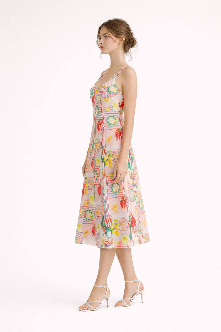 Frühlingshaftes Midikleid mit Kunstdruck - Bianca