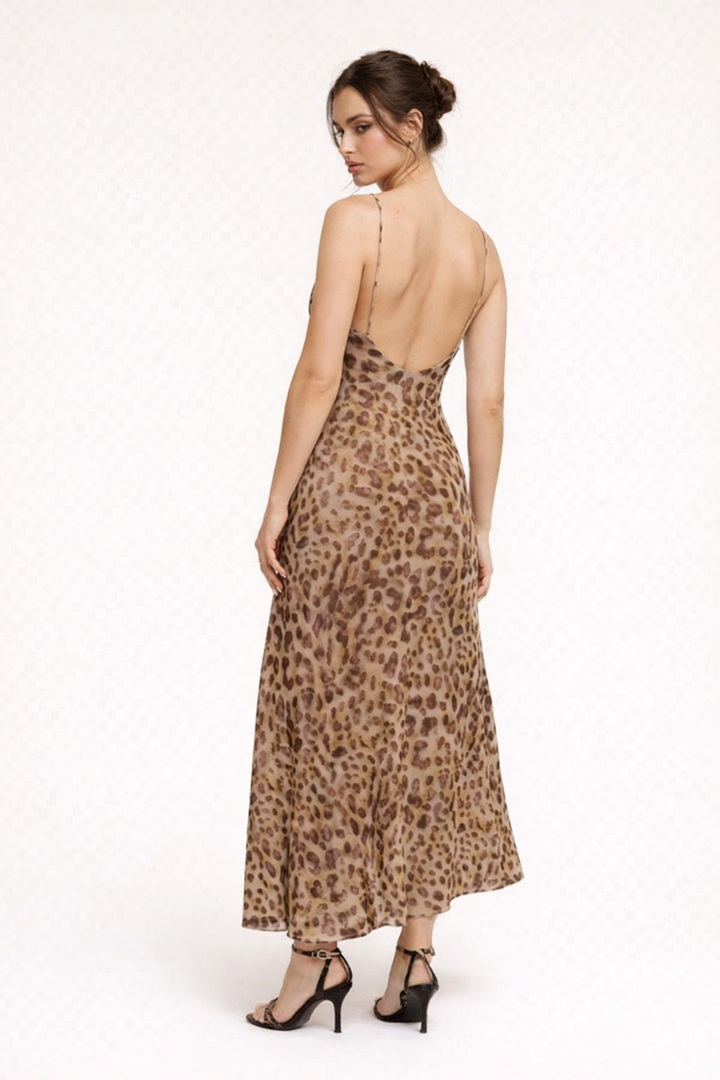 Maxikleid mit Leopardenmuster für Frauen - Brunhilde