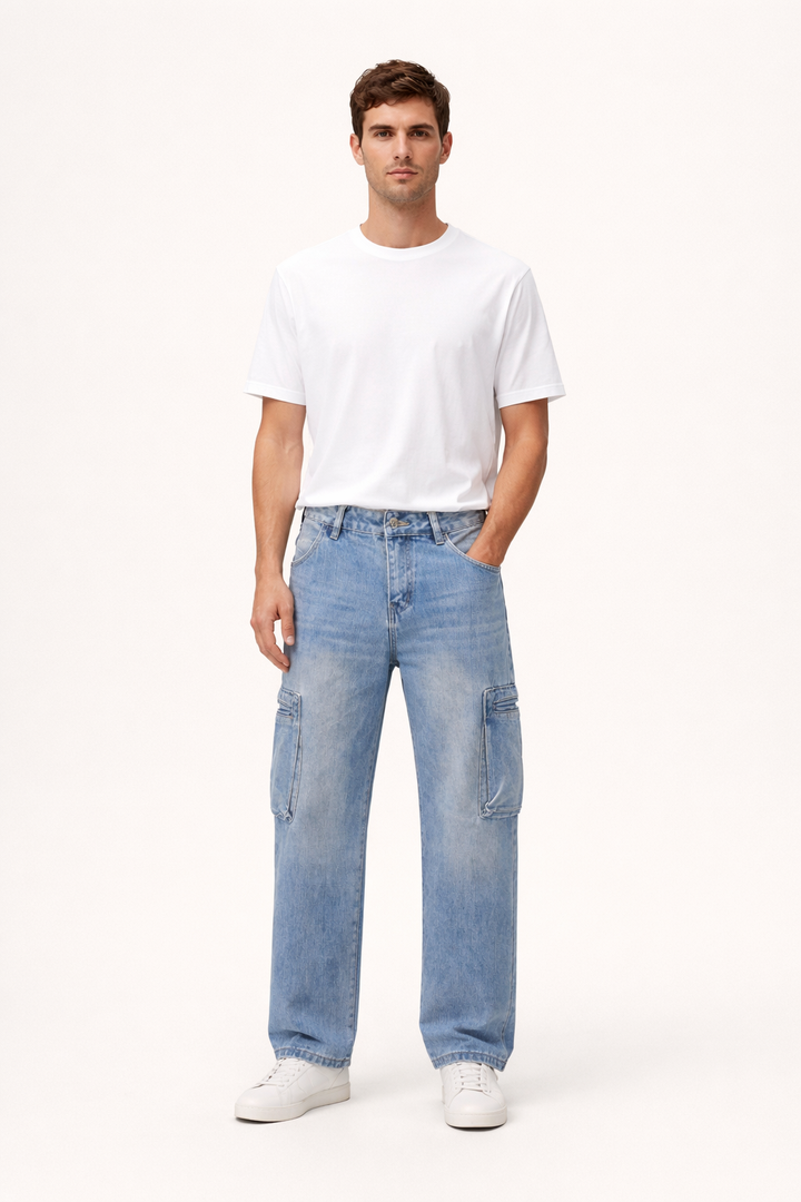 Gerade Utility-Cargo-Jeans für Männer - Falko