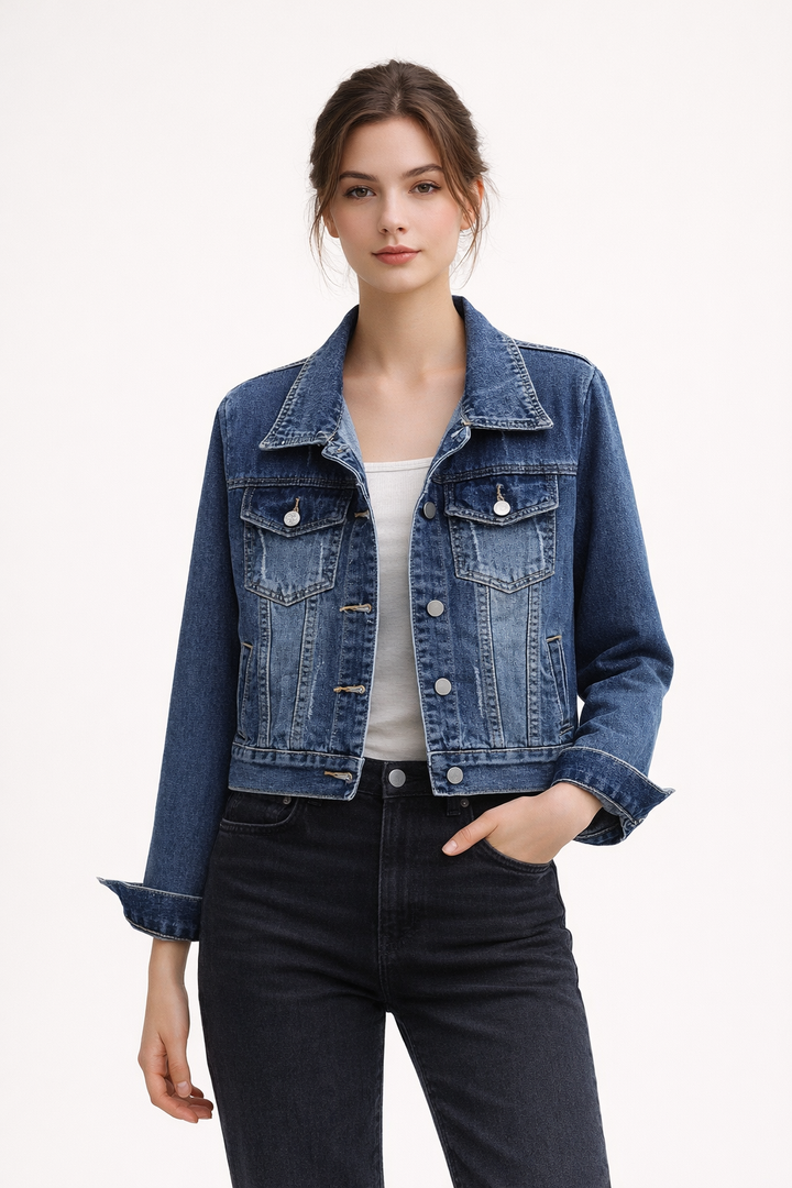 Kurze, taillierte Damen-Jeansjacke - Adelheid