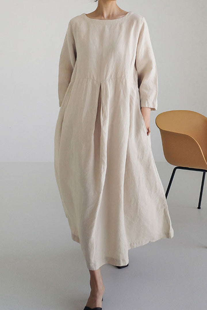 Weit geschnittenes Damenkleid aus Leinen - Elisa