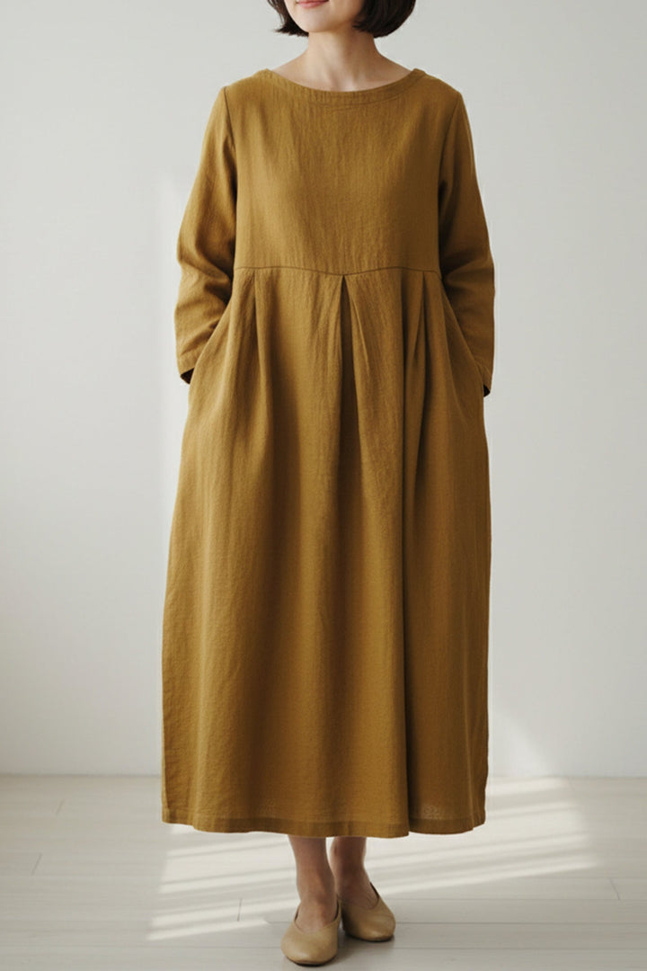 Weit geschnittenes Damenkleid aus Leinen - Elisa