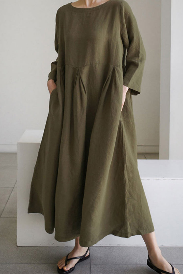 Weit geschnittenes Damenkleid aus Leinen - Elisa