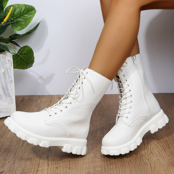Damen Plateau Stiefel im Dirndl Stil mit Blockabsatz - Viktoria