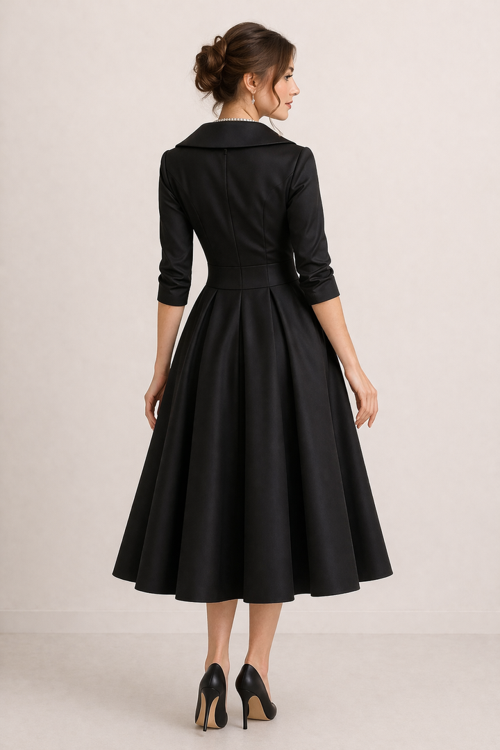 Damen Midikleid mit überkreuztem Ausschnitt und eleganten Ärmeln - Liesel