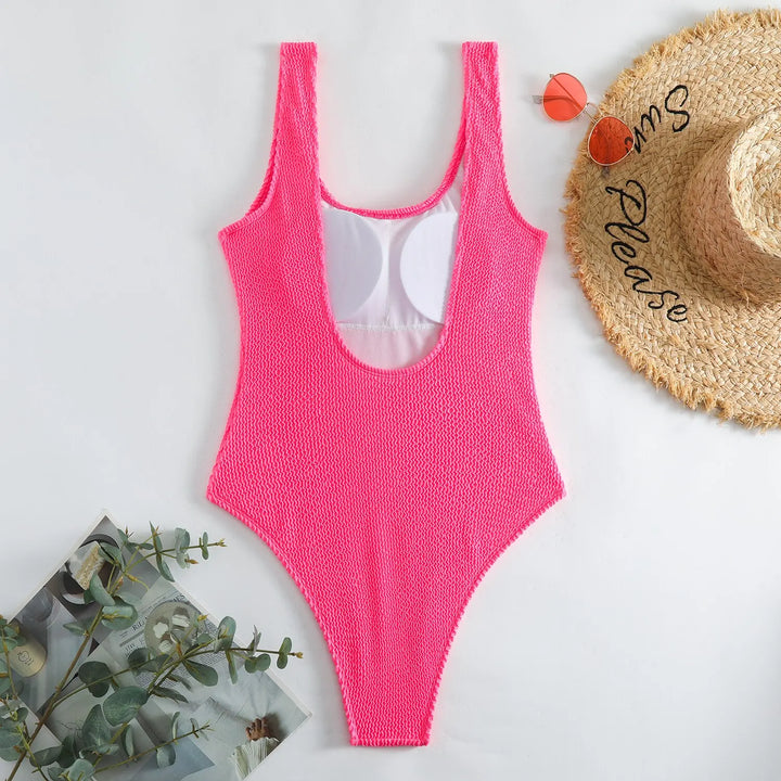 Ocean Chic - Champagnerwellen Bonbonfarben Einteiliger Badeanzug