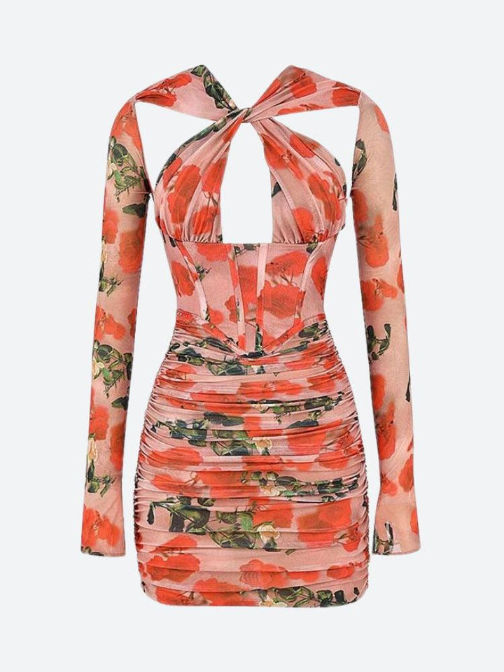 Kurzes Damenkleid mit Frontausschnitt - Yrsa