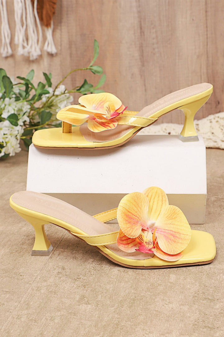 Damen-Sandalen mit Absatz und Blumenapplikation - Luciana