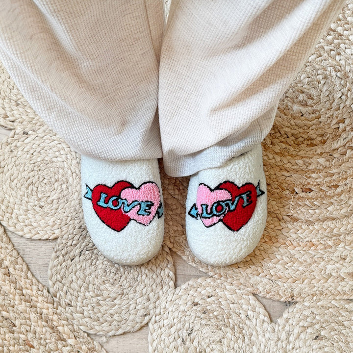 Damenplüschpantoffeln mit Stickereimotiv - Valentina