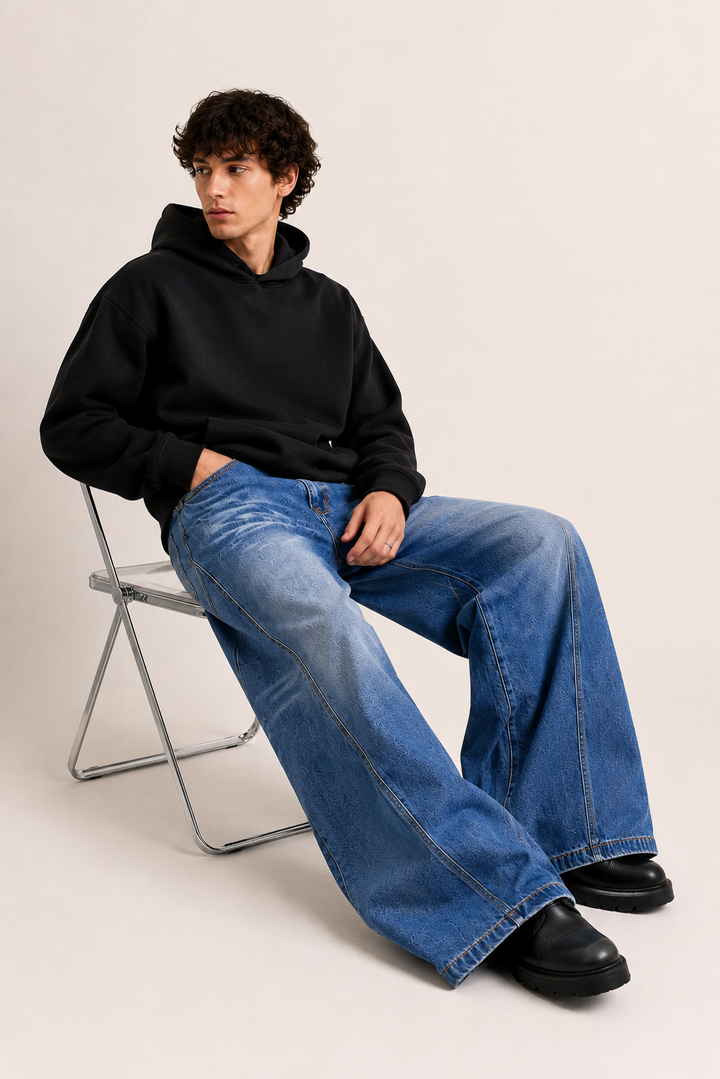 Herren-Baggy-Jeans mit extra weitem Bein und Used-Look – Anselm