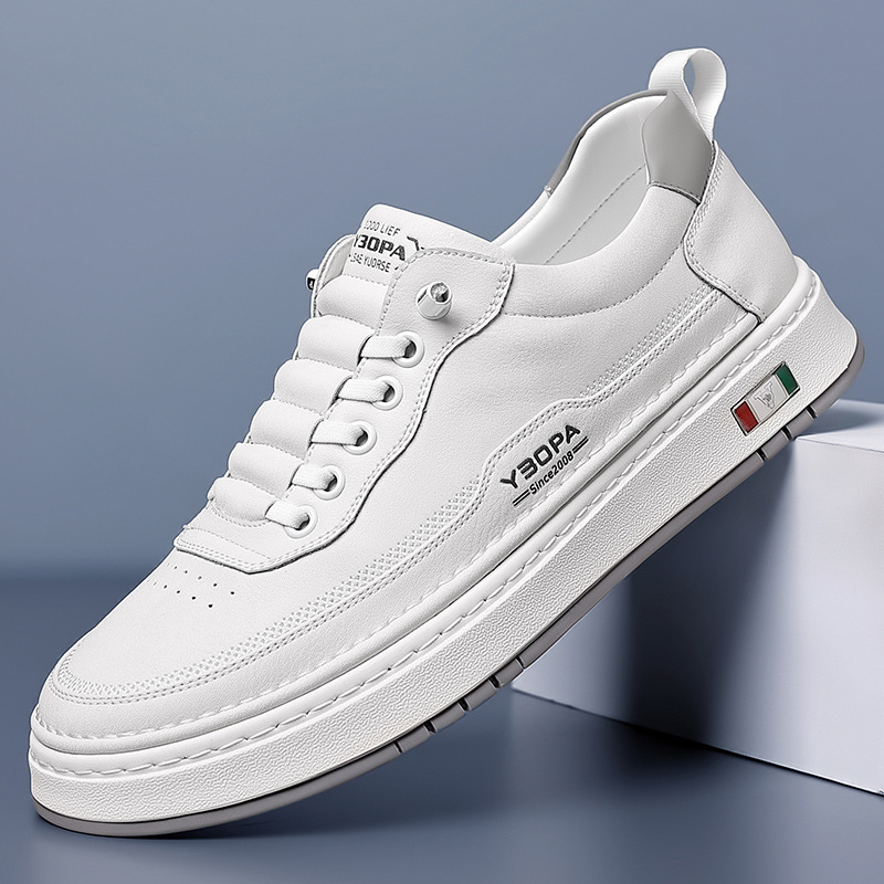 Herren-Lederturnschuhe mit dicker Sohle und genähter Unterseite - Lucetti