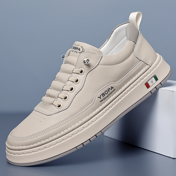 Herren-Lederturnschuhe mit dicker Sohle und genähter Unterseite - Lucetti