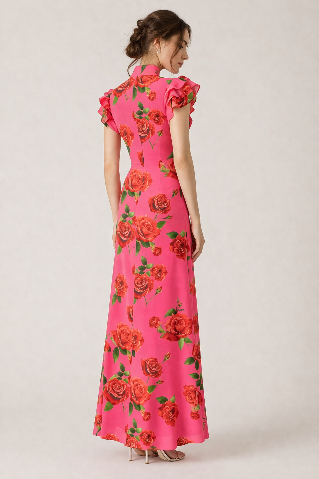 Langes geblümtes Rollkragenkleid für Damen, elegant und lässig - Georgina