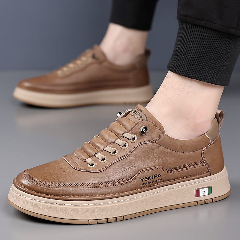 Herren-Lederturnschuhe mit dicker Sohle und genähter Unterseite - Lucetti