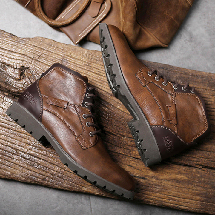 Herren Lederstiefel mit rutschfester Sohle - Jason