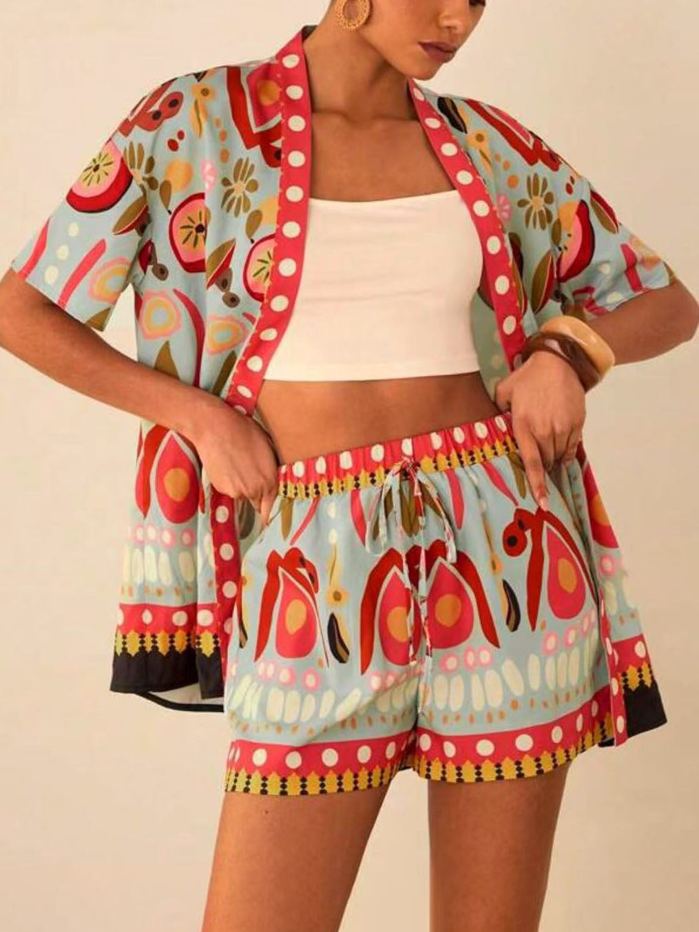 Damen Frühjahr gedruckt Kimono kurz und Shorts Set - Arlena