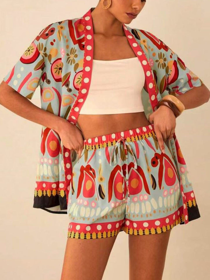 Damen Frühjahr gedruckt Kimono kurz und Shorts Set - Arlena