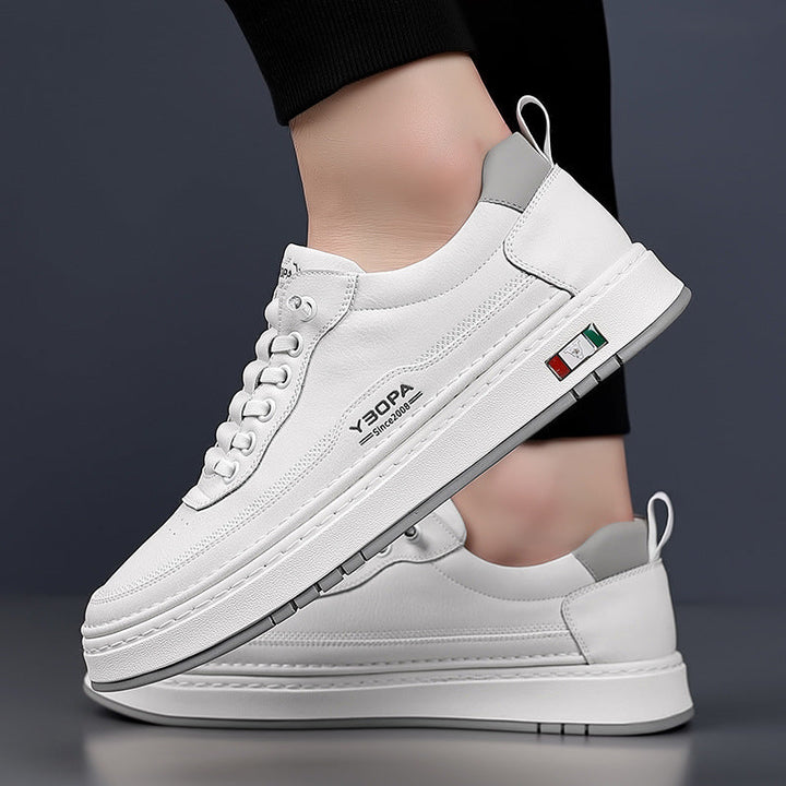 Herren-Lederturnschuhe mit dicker Sohle und genähter Unterseite - Lucetti