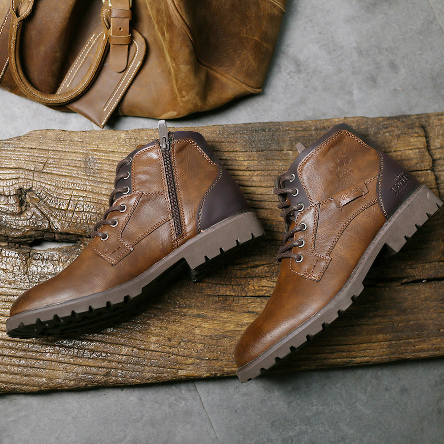 Herren Lederstiefel mit rutschfester Sohle - Jason