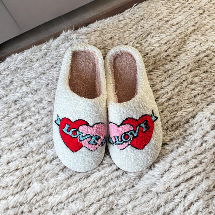 Damenplüschpantoffeln mit Stickereimotiv - Valentina