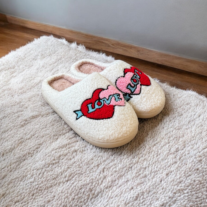 Damenplüschpantoffeln mit Stickereimotiv - Valentina