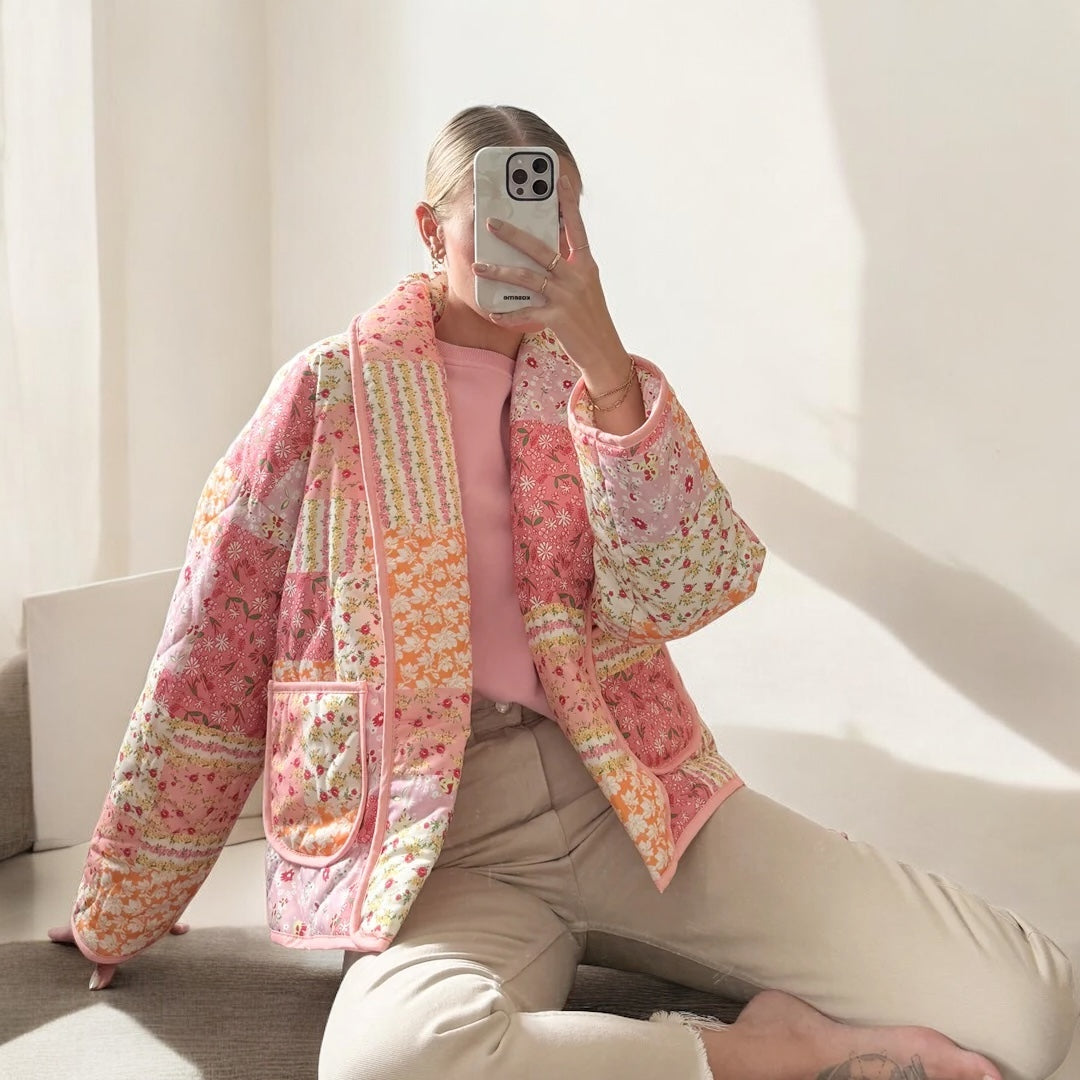Gesteppte Jacke mit Blumenmuster für Frauen - Eirlys