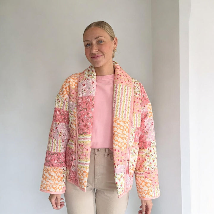 Gesteppte Jacke mit Blumenmuster für Frauen - Eirlys