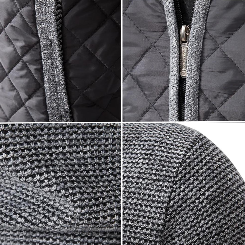 Herren Strickjacke hoher Kragen gesteppt - Ralph
