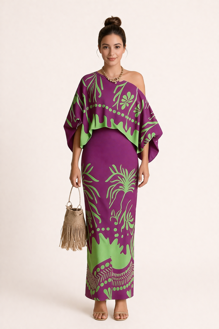 Langer Rock und Bluse mit Frühlingsmotiven - Helene