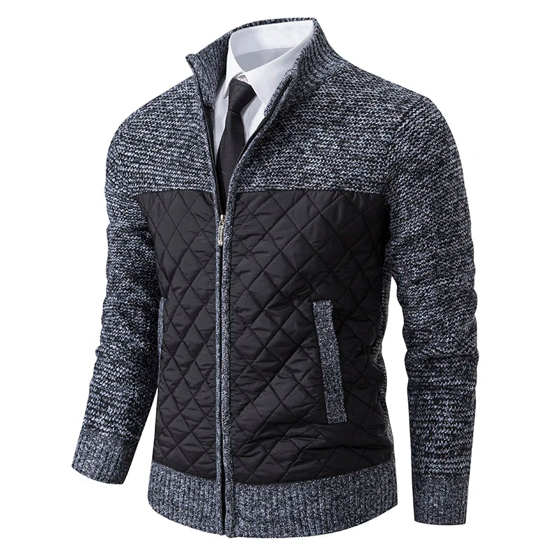Herren Strickjacke hoher Kragen gesteppt - Ralph