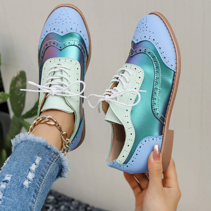 Damen Oxford Schuhe Metallic glänzend mehrfarbig - Aurora