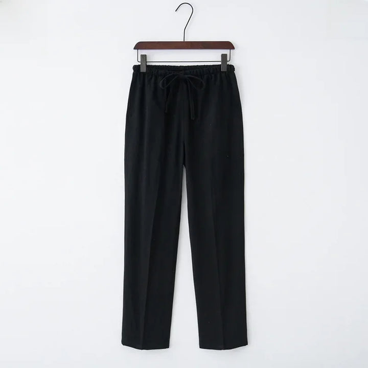 Weite Leinenhose mit elastischem Bund und Kordelzug für Damen - Nerea