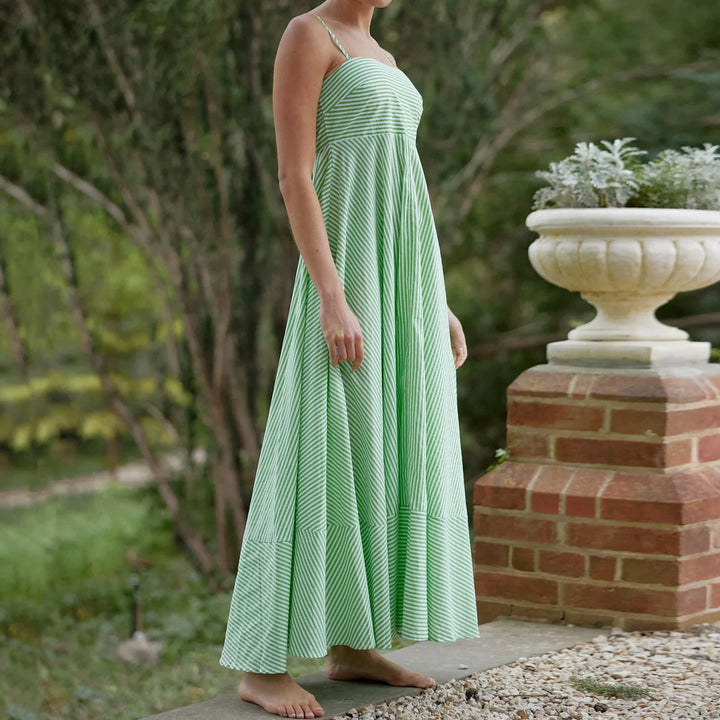 Damen Maxikleid mit dünnen Trägern und gestreiftem Muster - Alvera