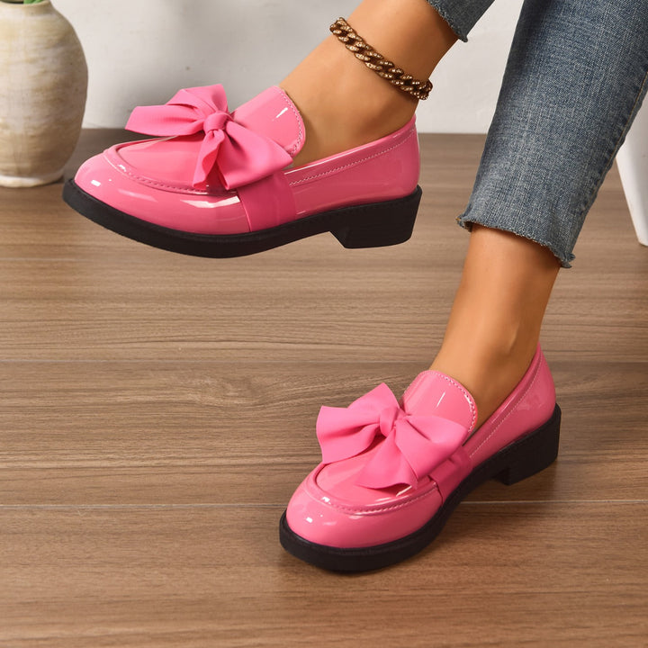 Damen Slipper Leder Schleife glänzend - Camila