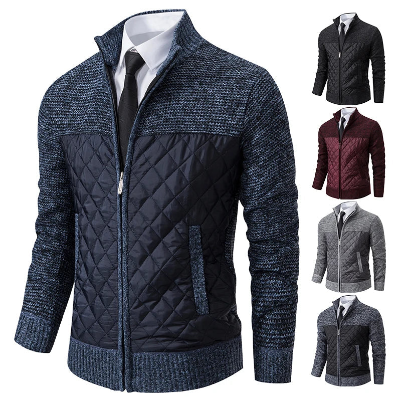 Herren Strickjacke hoher Kragen gesteppt - Ralph