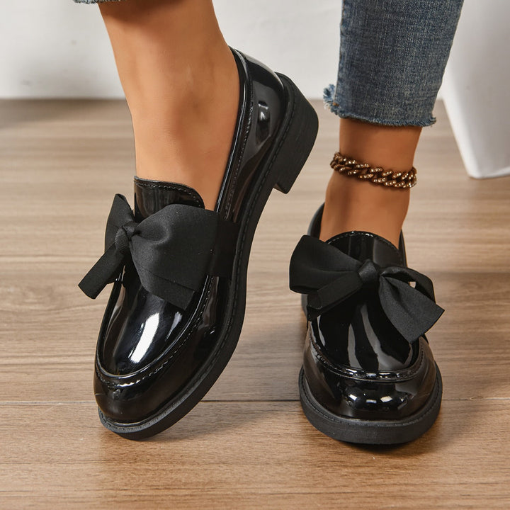 Damen Slipper Leder Schleife glänzend - Camila