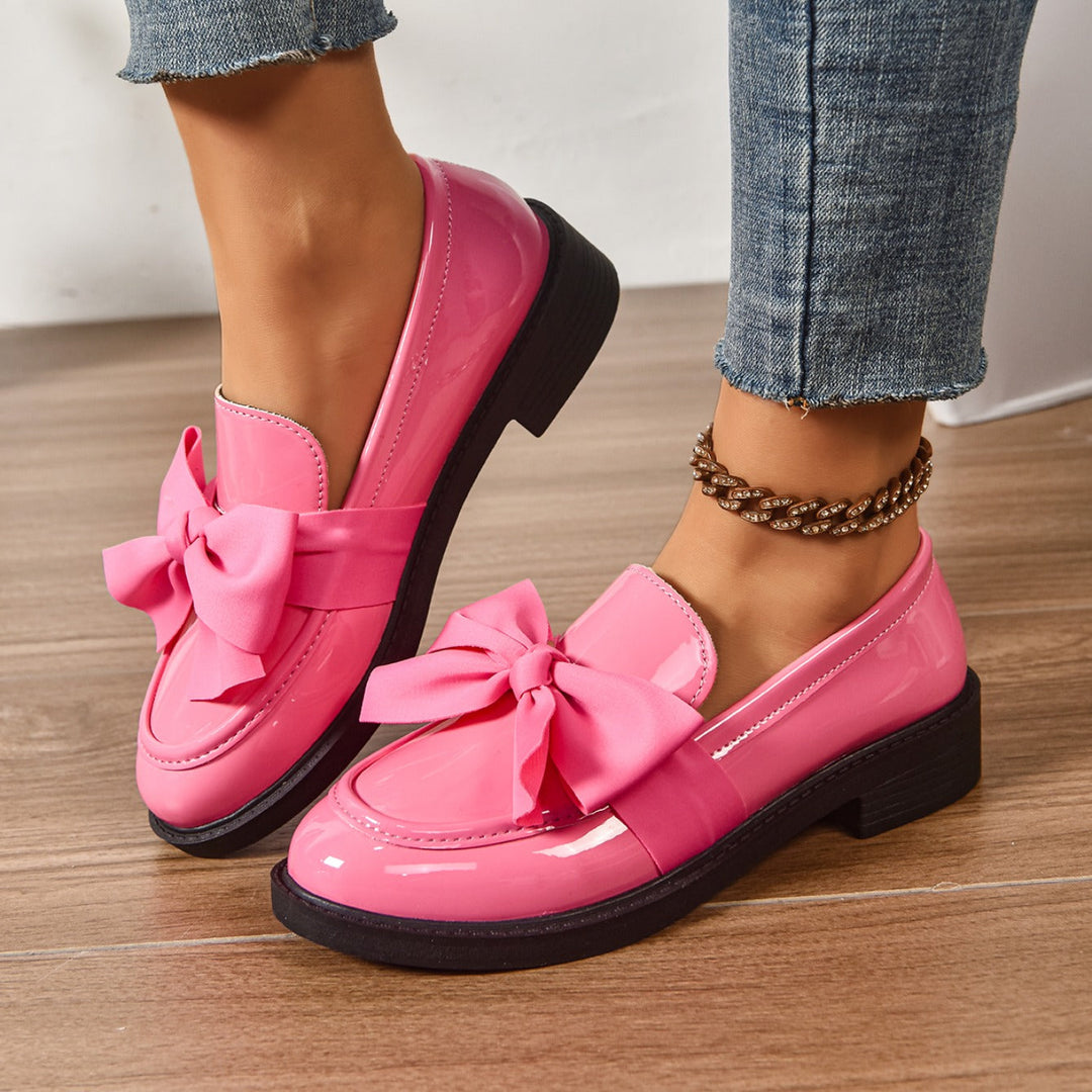 Damen Slipper Leder Schleife glänzend - Camila