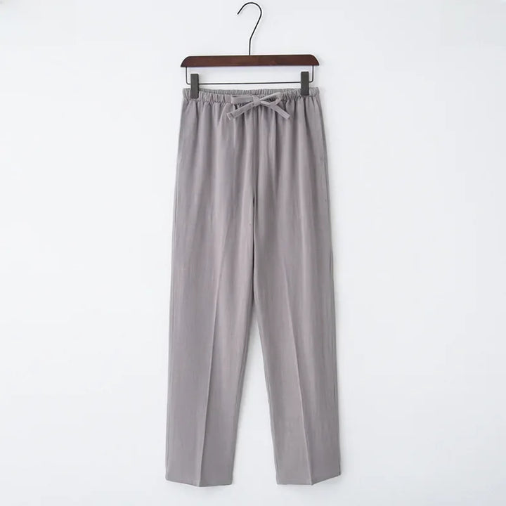Weite Leinenhose mit elastischem Bund und Kordelzug für Damen - Nerea