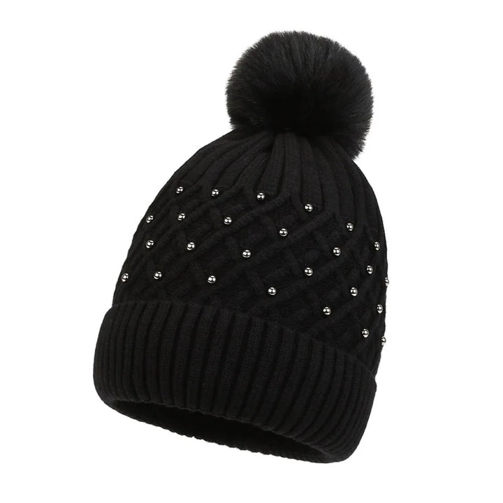 Damenstrickmütze mit Bommel - Kiremo