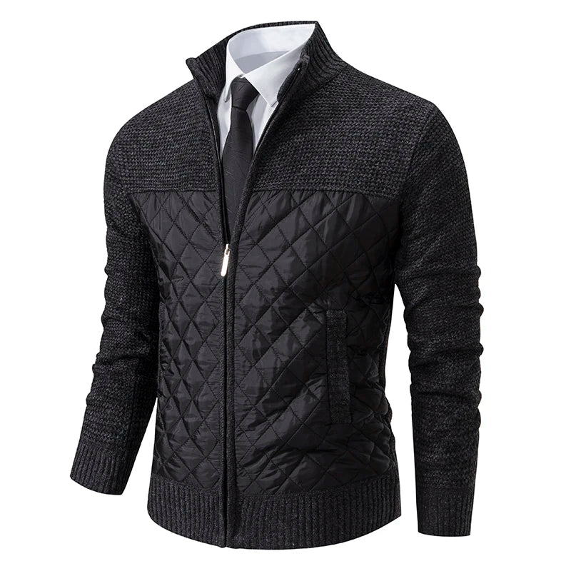 Herren Strickjacke hoher Kragen gesteppt - Ralph