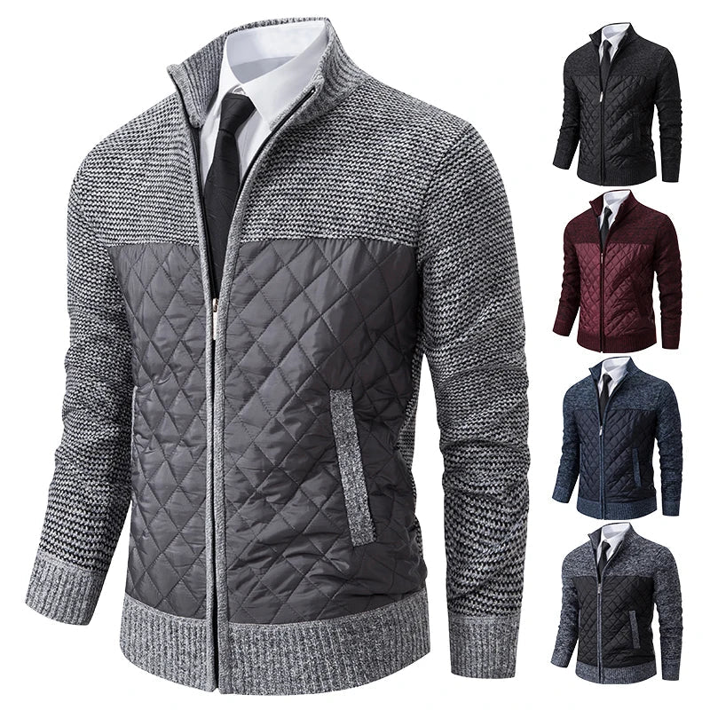Herren Strickjacke hoher Kragen gesteppt - Ralph