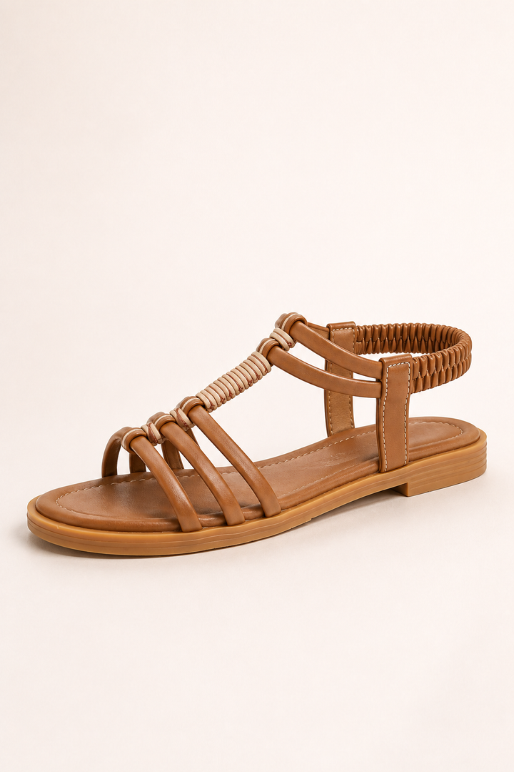Flache Römersandalen für Damen im Boho-Stil mit elastischen Riemen – Maja
