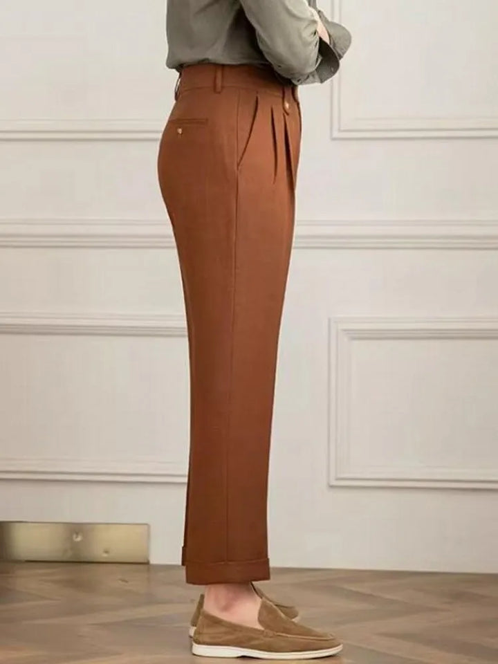 Gerade Herrenhose mit Abnähern und hoher Taille - Adrien